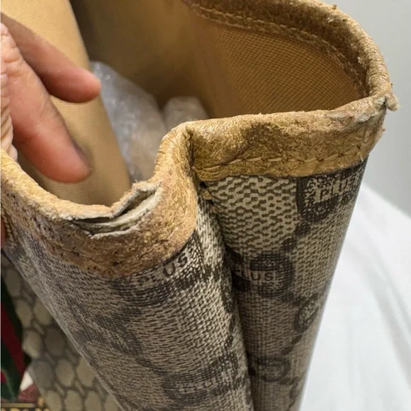 Gucci Beige GG Canvas Tote with Green and Red Web Straps - Picture 5 of 16